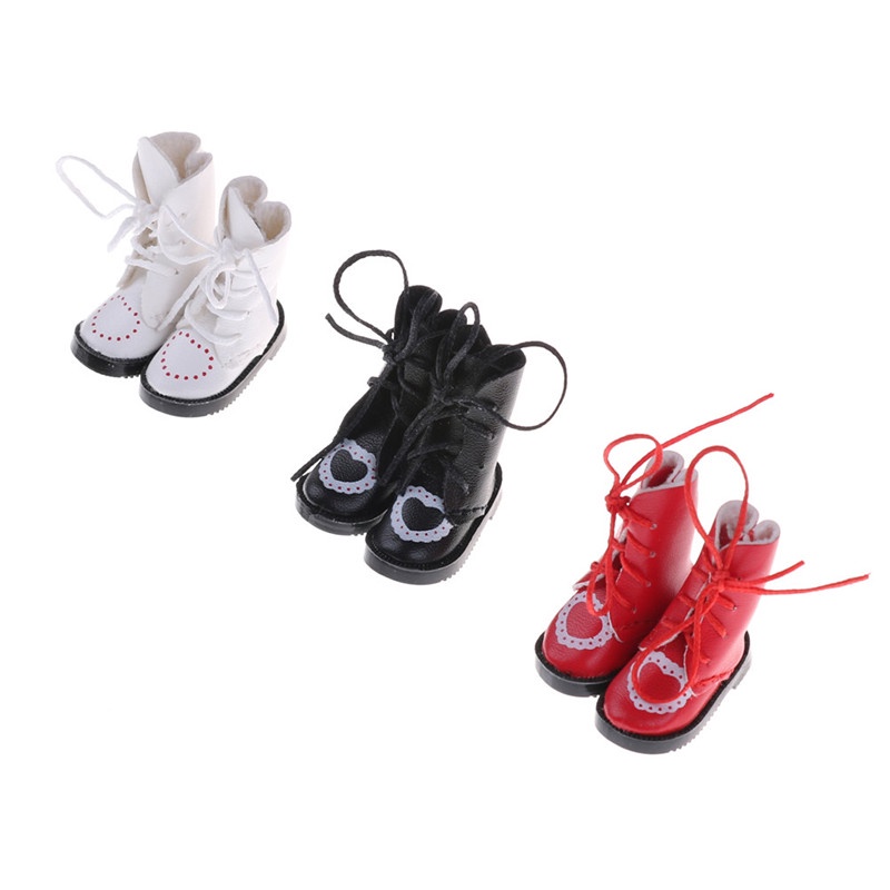 # Kaos T-Shirt Wanita Lengan Pendek Motif Print #1 Pasang Sepatu Boots Bahan Kulit PU Untuk 1 / 8 Blythe Licca Jb BJD