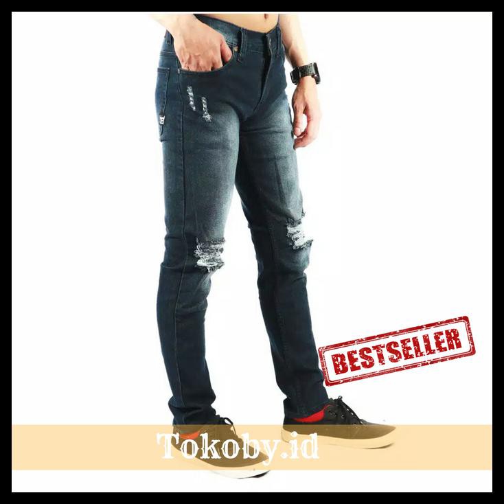 7D3M Celana Jeans Pria Sobek Panjang Denim Cowok Original Murah Cjw1