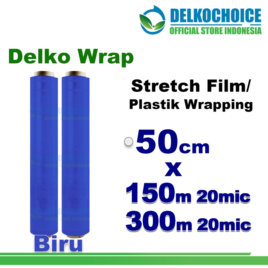 Plastik Wraping Stretch Film BLUE 50cm DELKOWRAP Pembungkus WRAPPING BIRU / SATUAN