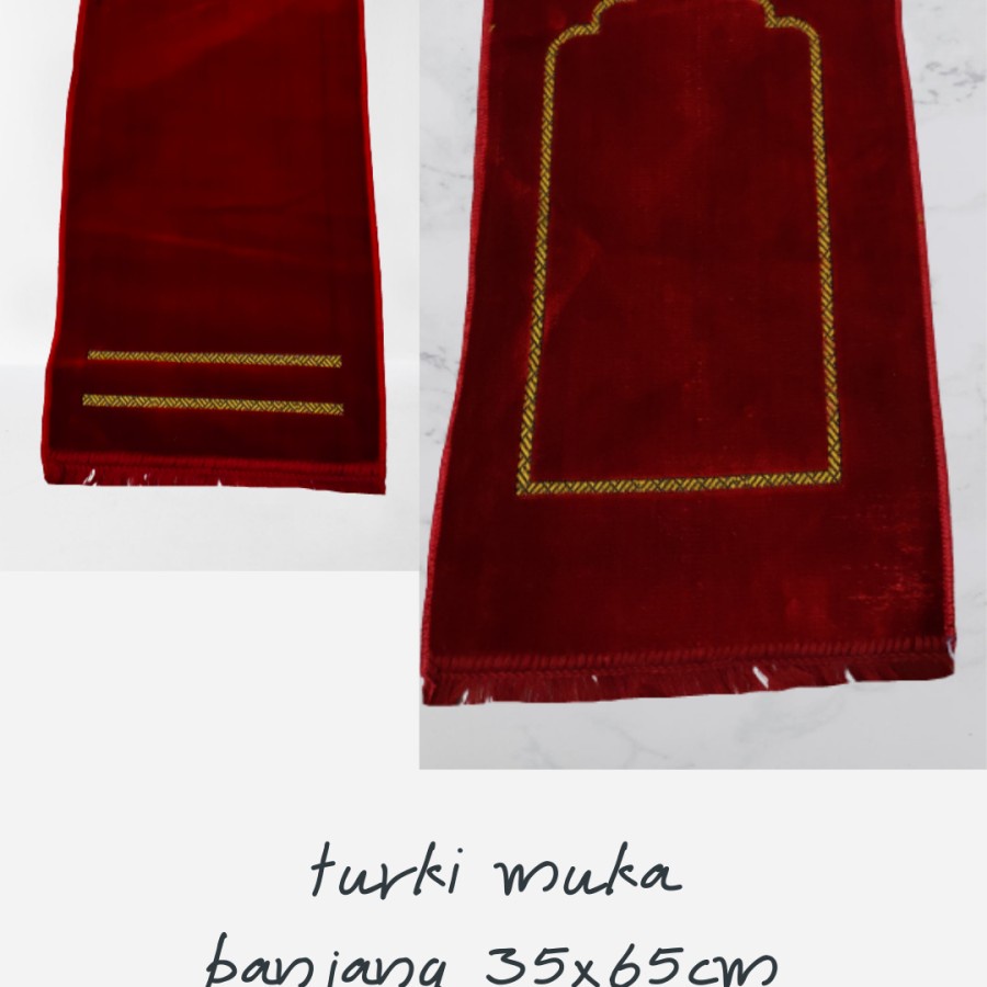 SAJADAH TURKI MINI MOTIF POLOS/MUKA PANJANG 35x65cm