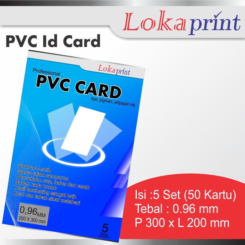 

pvc id card 5 set bahan id card tebal 0,96 mm bahan kartu nama pvc printabel coathing
