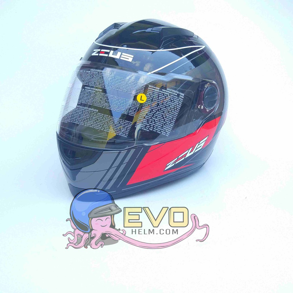 HELM ZEUS FULL FACE ZS-811 BLACK J 20 RED - FREE SMOKE VISOR  ORIGINAL ( ONGKIR 2KG )