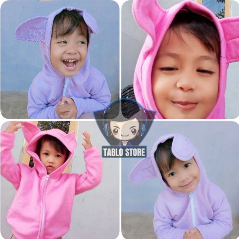 HOODIE KUCING ANAK ZIPPER SWEATER / JAKET/ BAJU HANGAT KIDS 2-4 TAHUN