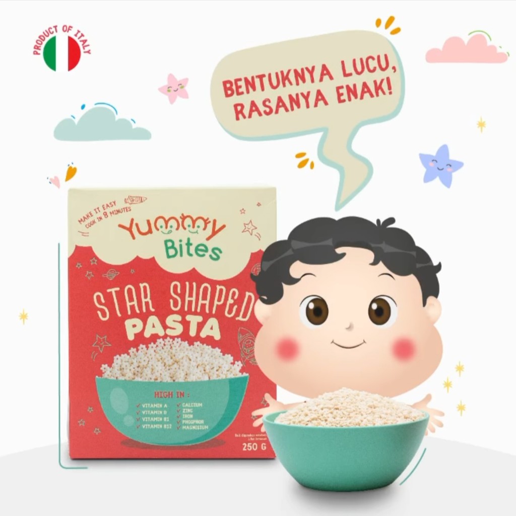 Yummy Bites Pasta 250 gram / Star Shaped Pasta Bayi 7 bulan+ (250 g)