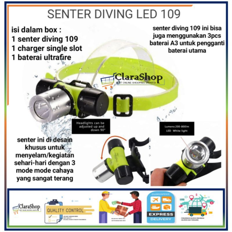 Senter Kepala Selam Diving 109 Senter Selam Super terang