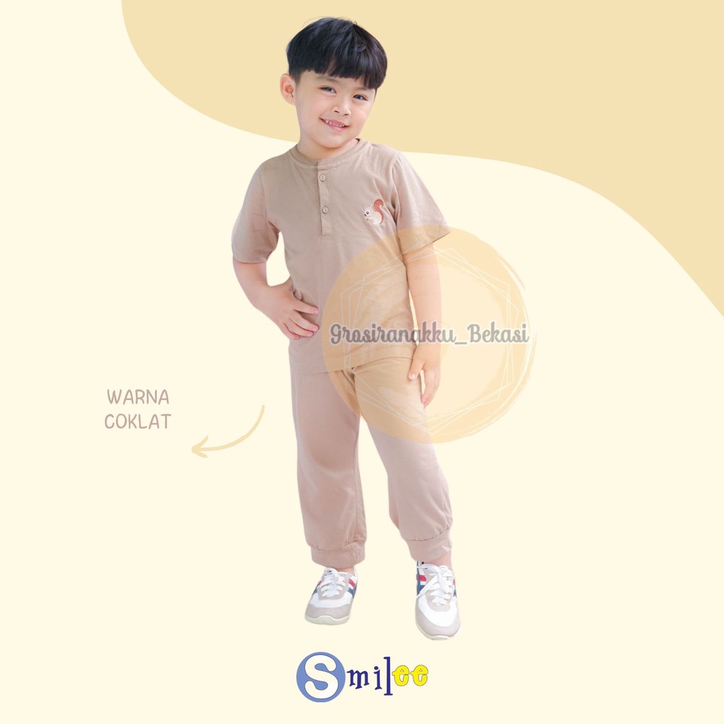 Setelan Anak Smilee Unisex Bomba Mix Warna Size 1-5thn