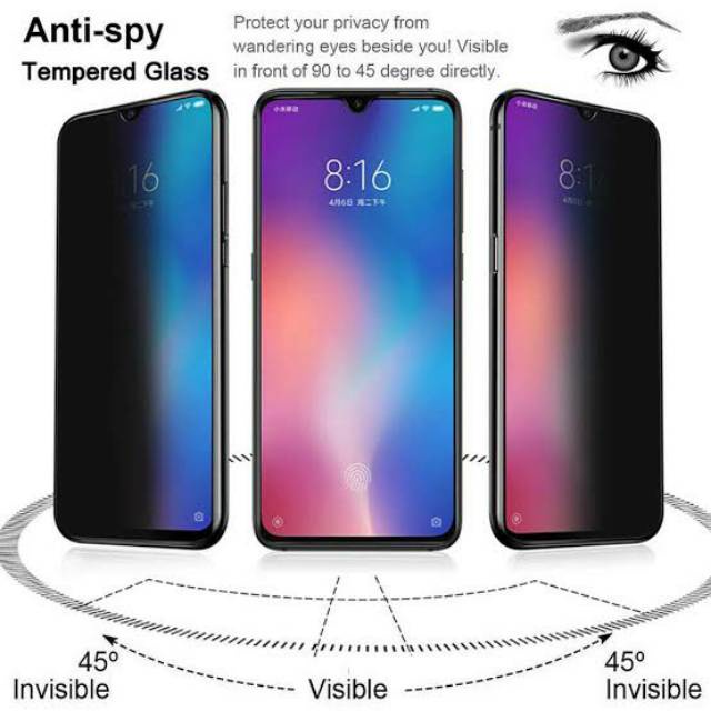 Tempered glass AntiSpy Full XIAOMI/sfxa/Anti Minyak Pelindung Protector Cover Layar Screen Handphone Kamera