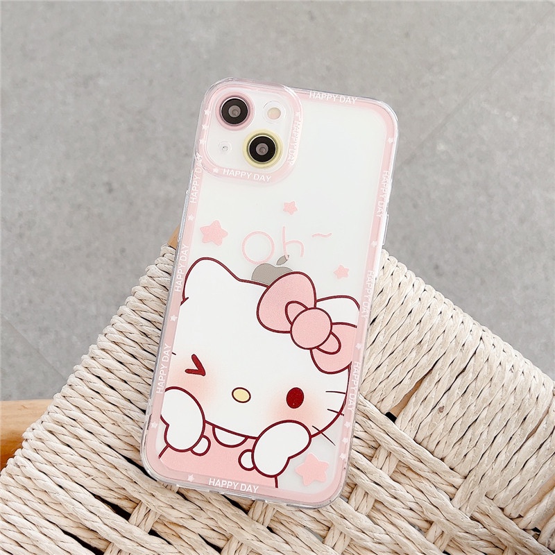 Soft Case Pelindung Lensa Kamera Bahan Silikon Motif Kartun Hello Kitty Untuk Iphone 13 12 11 Pro Max Se 2020 X Xr Xs Max 7 8 Plus