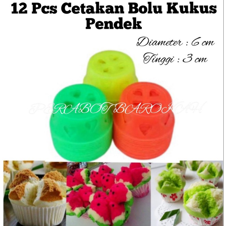 12Pcs Cetakan Bolu Kukus Plastik Pendek