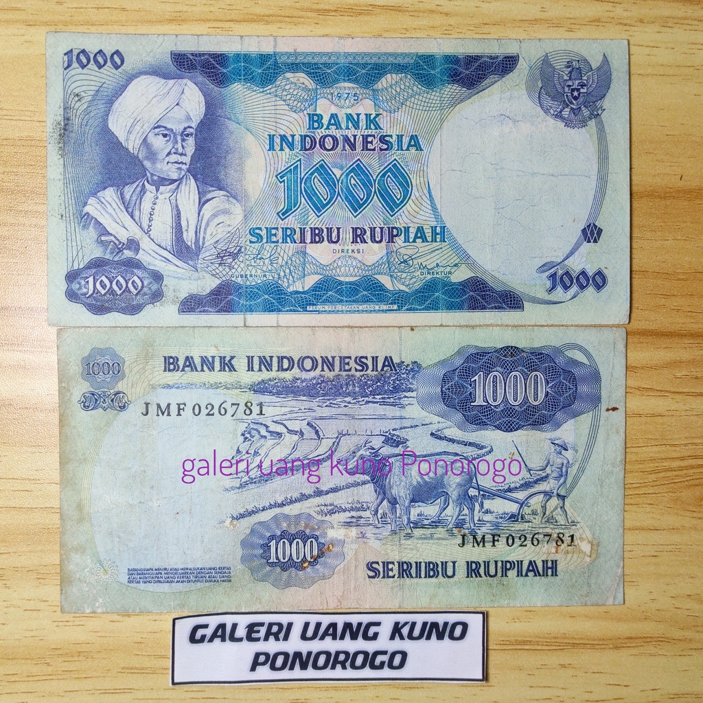 (ORIGINAL) Uang Kuno 1000 Rupiah Seri Diponegoro Tahun 1975