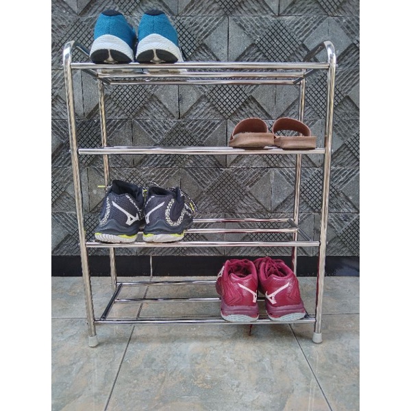 Rak sepatu stainless 4 susun