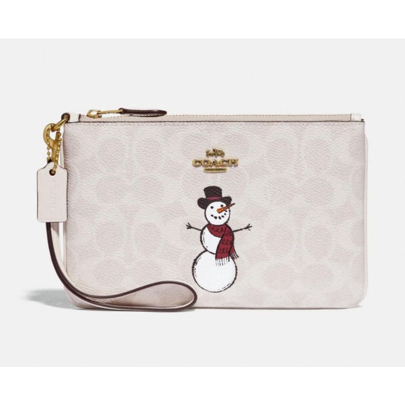 Coach Small Bag Made Of Characteristic Canvas With  Wrist Strap And Snowman (C87642)