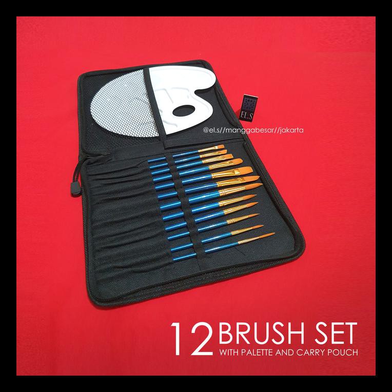 

NEW 12 PCS BRUSH SET WITH PALETTE ( SET KUAS LUKIS ) PERALATAN MELUKIS TERMURAH DAN TERBARU