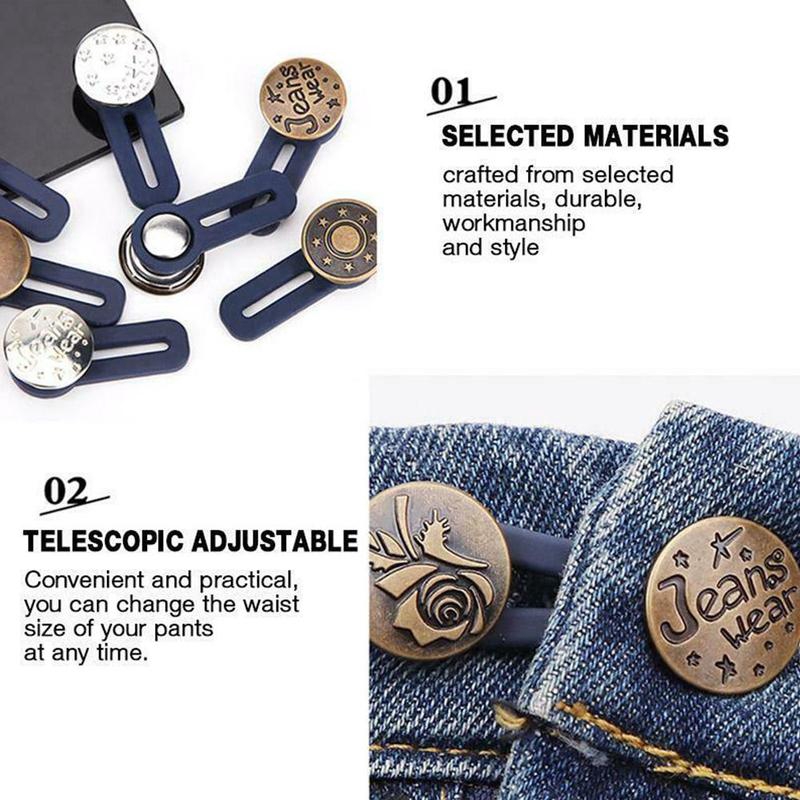 Baju Meningkatkan Pinggang Ada Jahitan Kancing Pengecil Snap Untuk Pakaian Jeans Adjust Fit Fastener Metal Extended Button