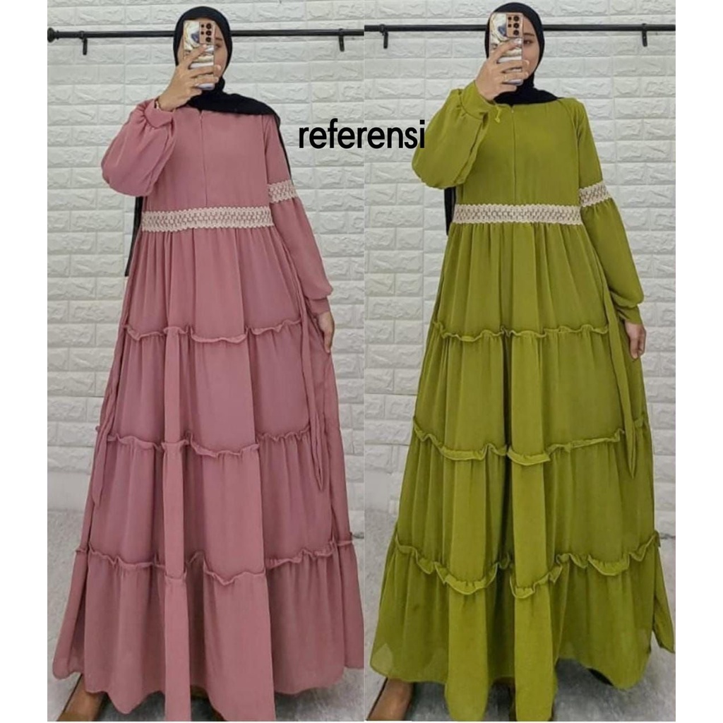 Gamis Ceruty Renda Polos | Gamis Polos Kekinian| Gamis Ceruty Polos