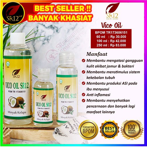 IMUN BOOSTER VCO MINYAK KELAPA MURNI SR12 / VICO VIRGIN COCONUT OIL 60ml / 100ml / 250ml / 60 Kapsul