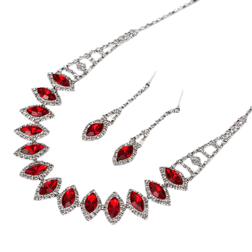 Hu Hu Hu Hu Hu Alat Bantu Pasang Kacamata♡ Set Anting Tusukkalung Liontin Bentuk Tetesan Air Hias Berlian Imitasi Untuk Wanitapengantin