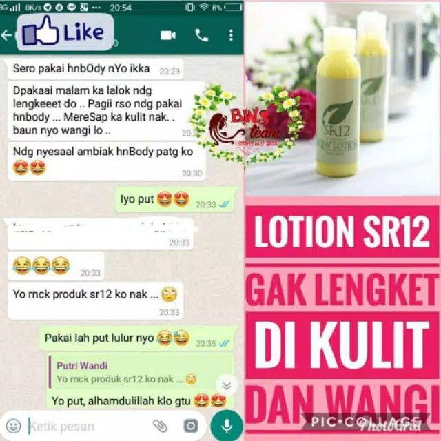 BODY LOTION SR12 MELEMBABKAN MENCERAHKAN DAN ANTI OKSIDAN/ BODY LOTION / LOTION MALAM / BODY CARE