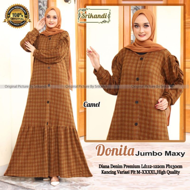 Donita Jumbo Maxy Fashion Muslim Wanita Gamis Jumbo Fab Diana Denim Premium High Quality