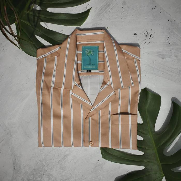 Khaki Bowling Shirt / Kemeja Bowling / Kemeja Kasual / Kemeja Hawai - M Exclusive