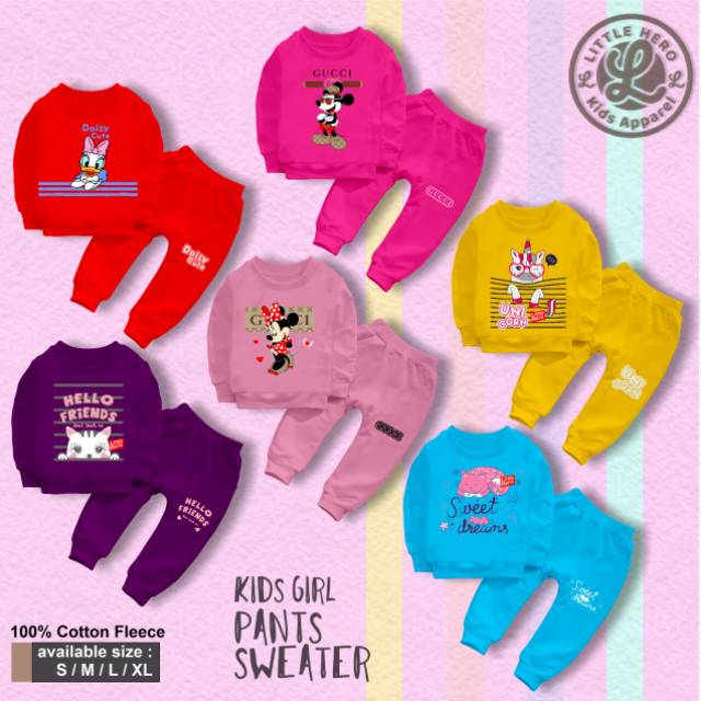 Setelan sweater anak motif cewek dan cowok