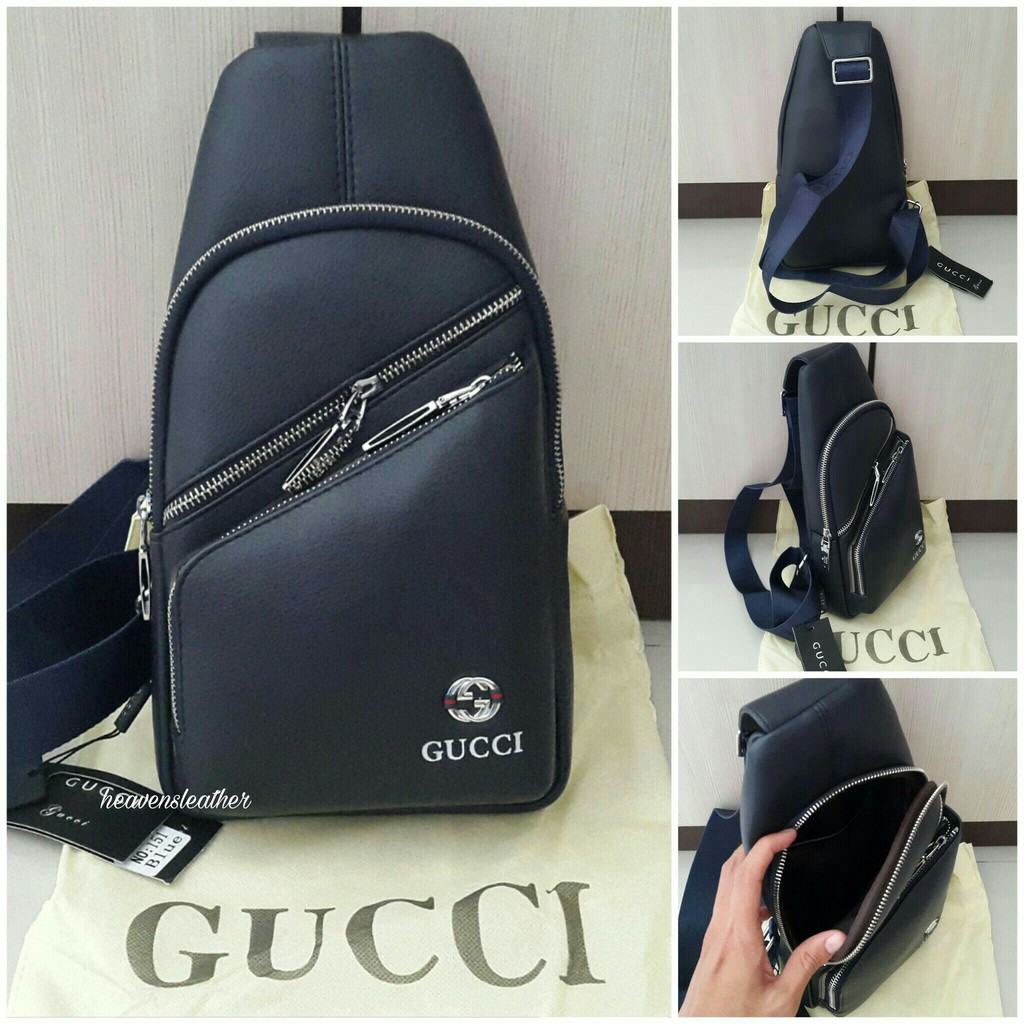 TAS SELEMPANG TAS SLEMPANG TAS PRIA TAS COWOK TAS LAKI TAS IMPORT SLING BAG SLINGBAG GUCCI BIRU 151
