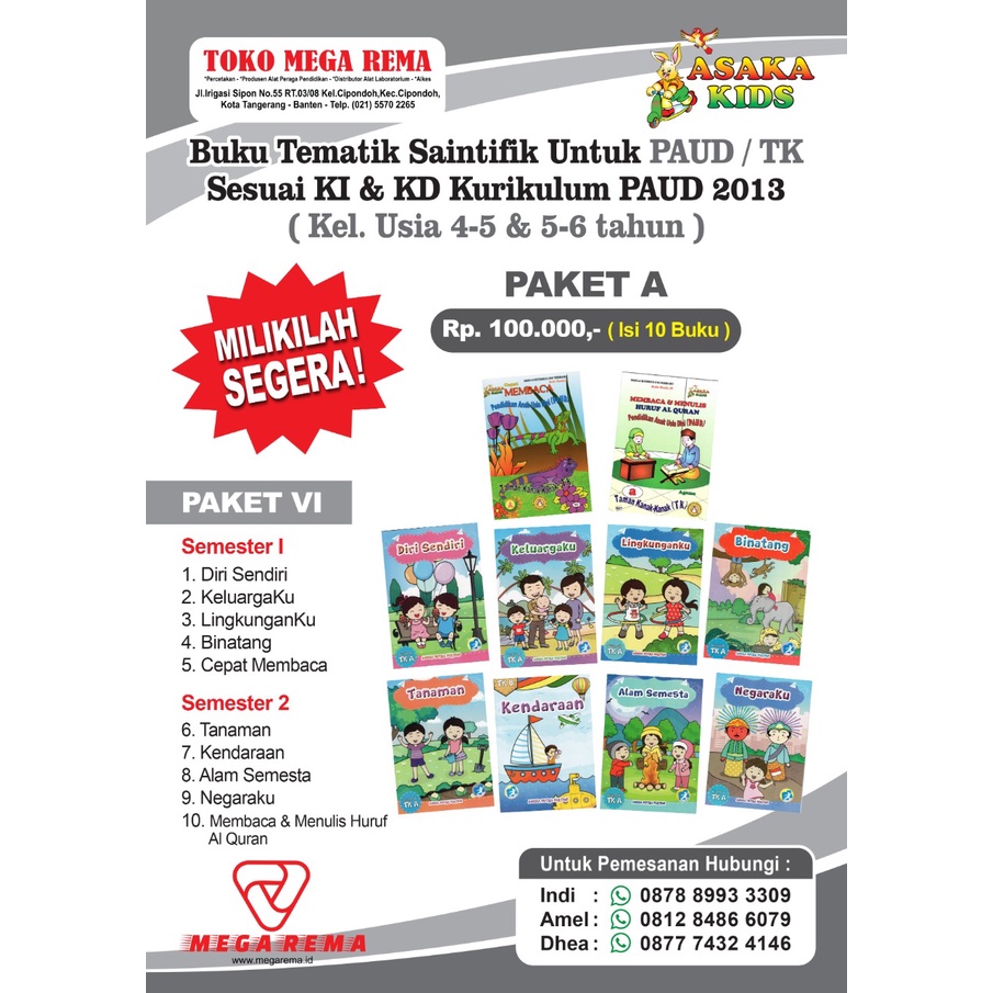 Buku Tematik Paud&Tk Paket 6 . A Tahun 2022