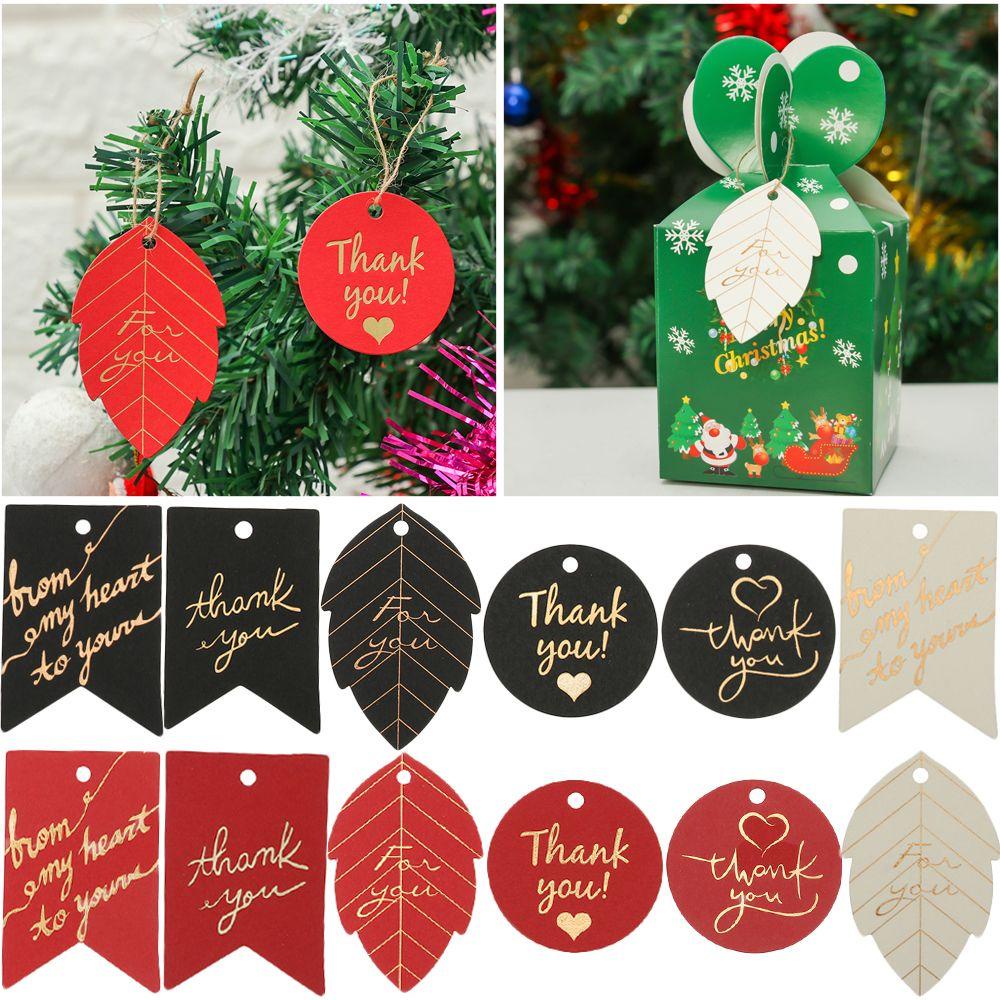 Wonder 50 Pcs Kertas Tag Hadiah Hitam Merah Putih Natal Pernikahan Nikmat Ulang Tahun Perlengkapan Pesta Stamping Emas