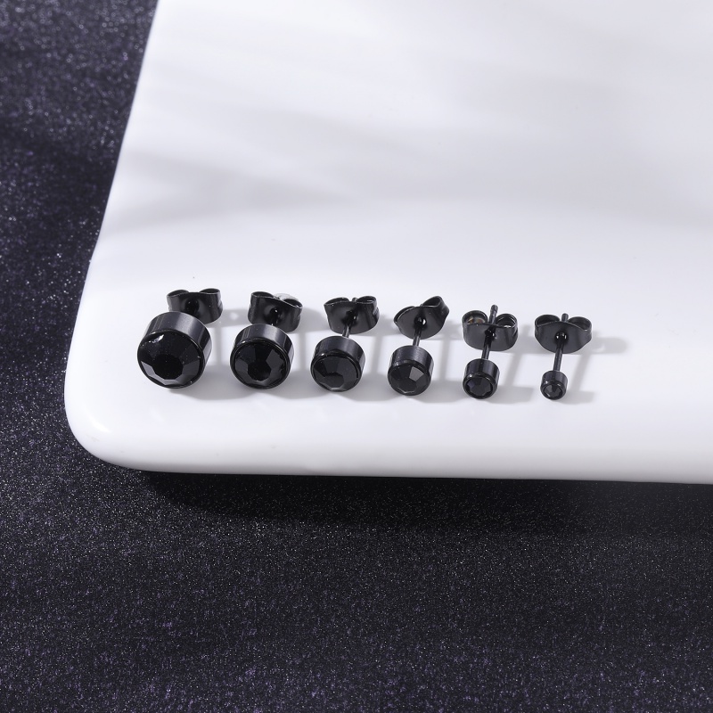 6 Pasang / Lot Anting Stud Helix Conch Zircon Shiny Bahan Stainless Steel 20g Ukuran 3-8mm