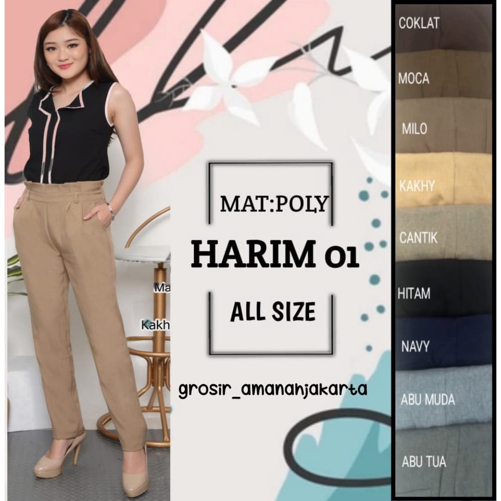 CELANA HARIM 01 WANITA / HIGHWAIST BAGGY PANTS MODEL KEKINIAN LYDIA KINAN PREMIUM BAHAN POLYY (BISA COD)