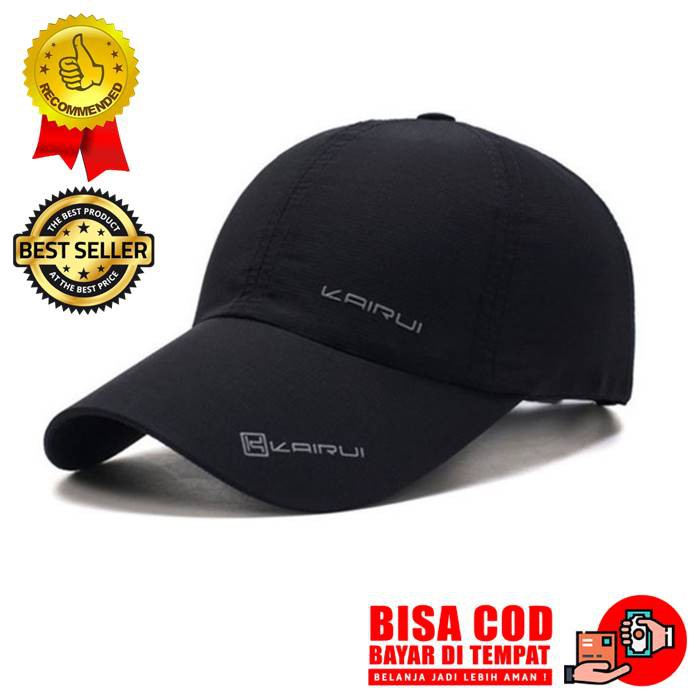 Topi Cowok Keren Murah Polos Pria Baseball Hitam Basebal Cap Kairui Quick Dry Olah Raga