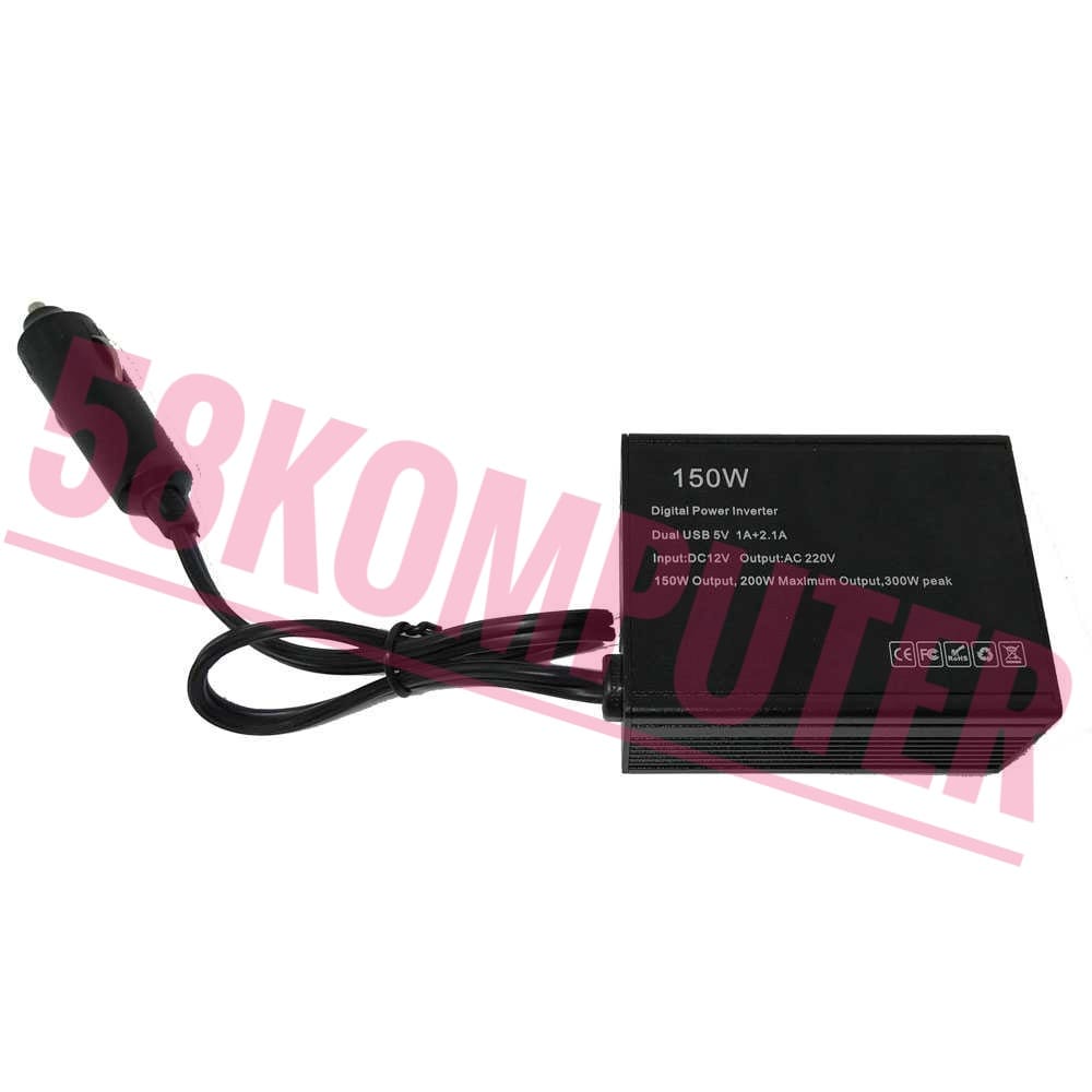 Car Inverter Pure Sine Wave DC 12V to AC 220V 150wat 2 USB Port lighter mobil