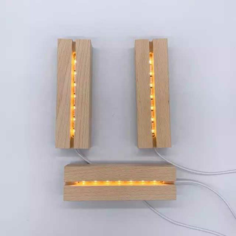 PAKET USAHA stand led acrylic / dudukan lampu hias acrylic / base wood acrylic led