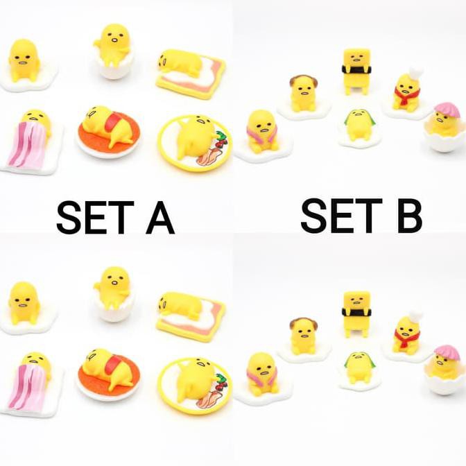 Terbaru  Figure Gudetama Harga 1 set isi 6 pcs / Topper Kue Cake Gudetama