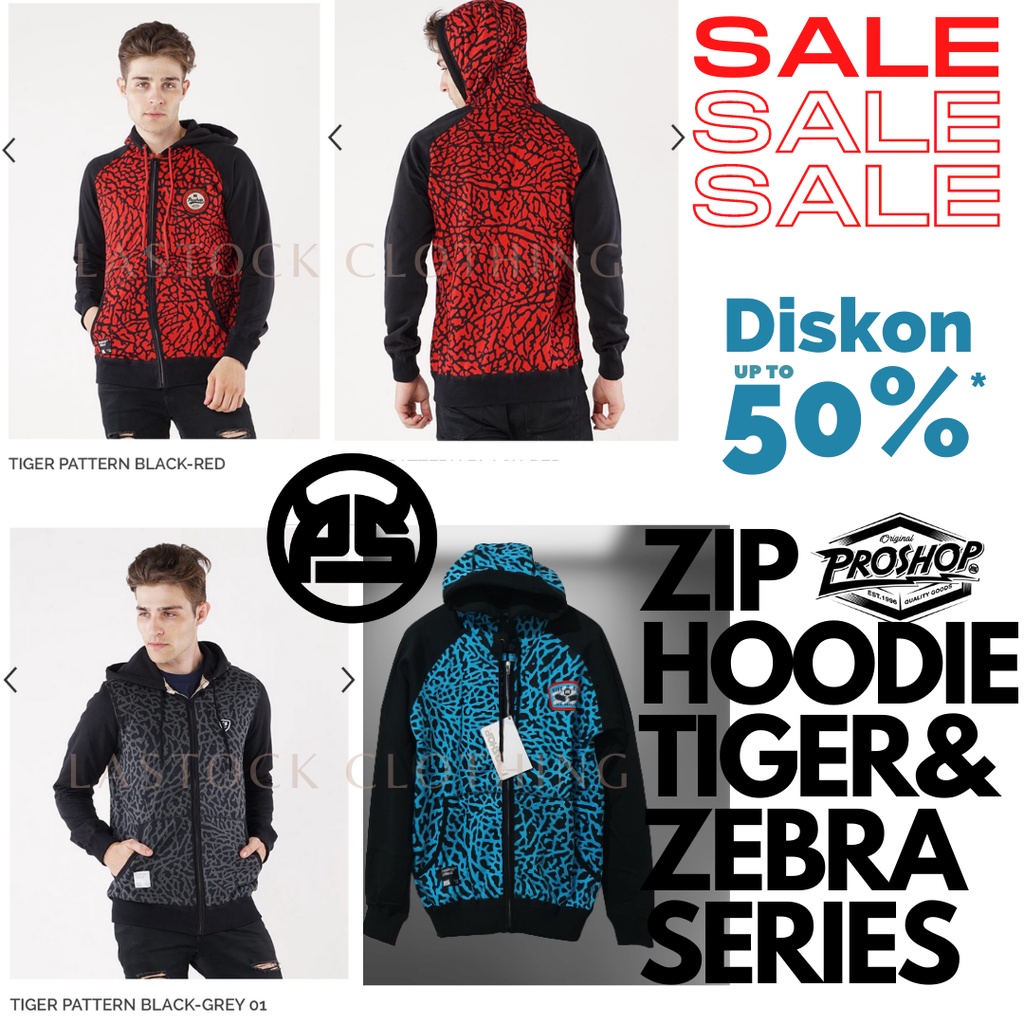 PROSHOP original  ZIP Hoodie Tiger Pattern sweter Flece pria wanita  murah clothing distro