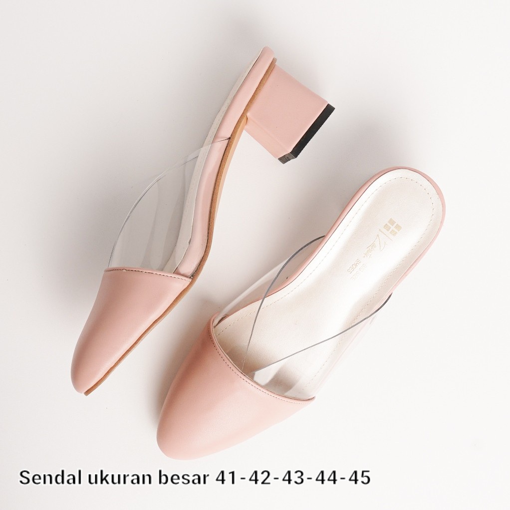 Sendal pesta wanita model bustong Mika Size Jumbo 41 sampai 45 pink