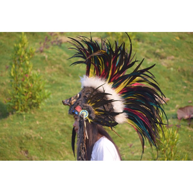 TOPI INDIAN-INDIAN HEADDRESS MOHAWK BULU AYAM KENING SRIGALA PELANGI