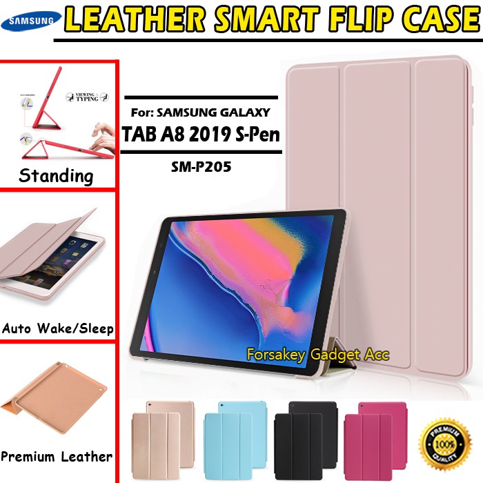 Samsung Galaxy Tab Tablet A 8 A8 2019 SM P205 S Pen Smart Flip Book Cover Case Casing Sarung Kesing