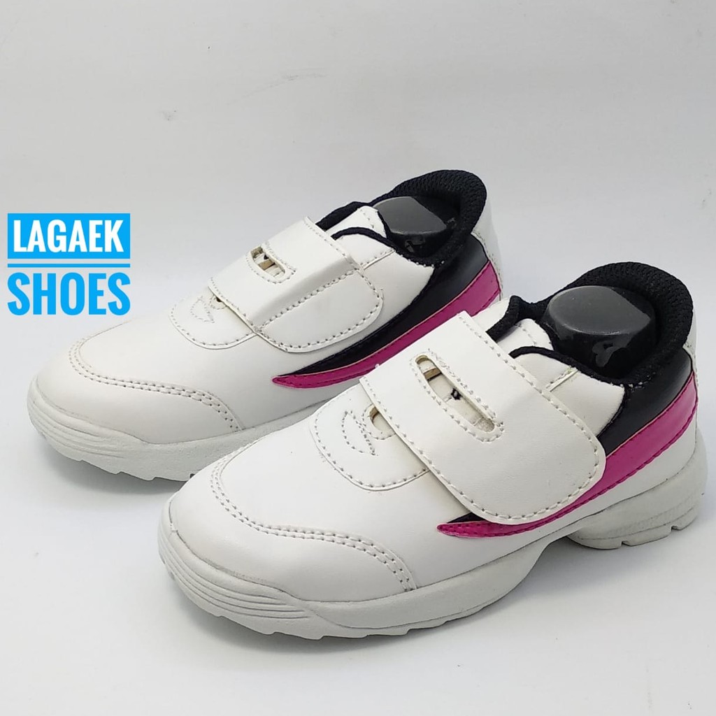 Sepatu Anak Perempuan Sporty Usia 3 4 5 Tahun PUTIH HITAM Size 26 - 30 Sepatu Anak Cewek SALE