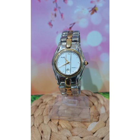 JAM TANGAN ALBA  STAINLESS STEEL GOLD DIAL AX38BX ORIGINAL