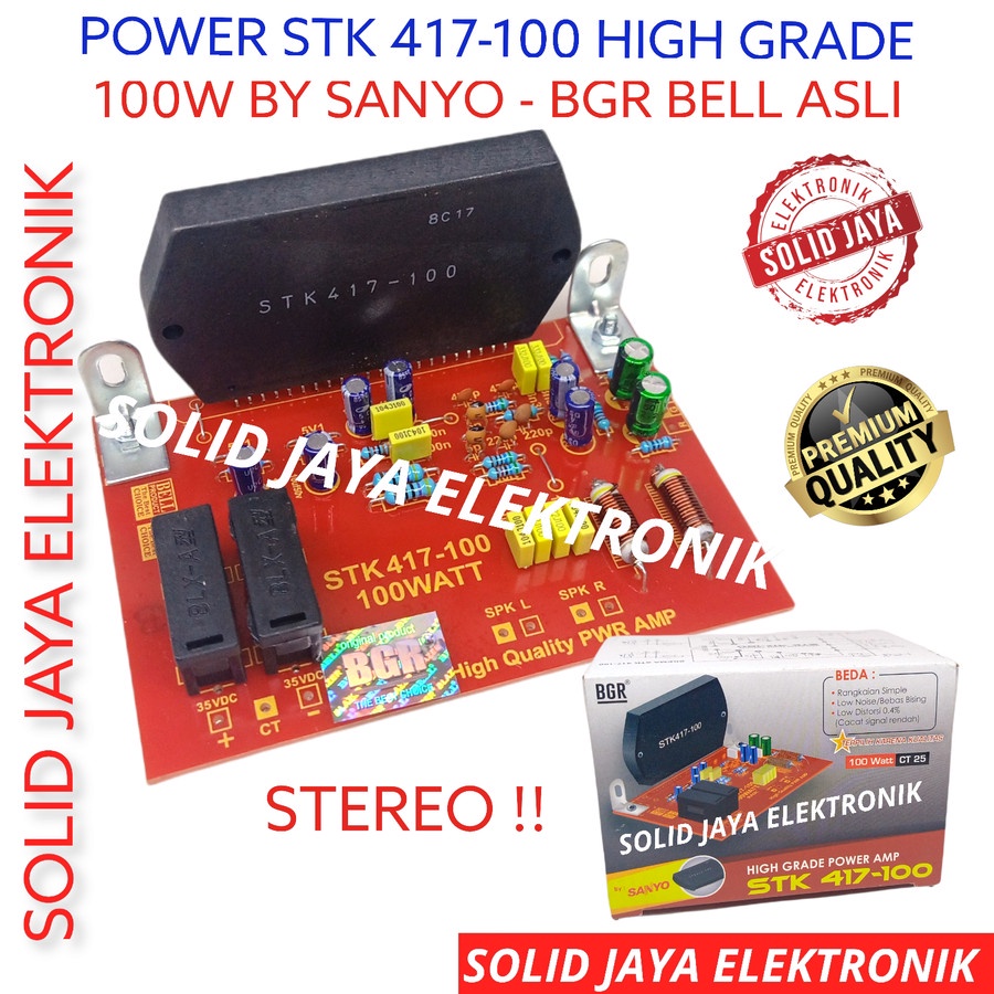 KIT POWER STK 417-100 100W STEREO BY SANYO ORIGINAL TR TRANSISTOR POWER AMPLIFIER AMPLI HIGH GRADE STK417-100 100 WATT W STK 417 100 BELL BGR ASLI ORIGINAL