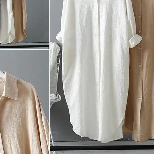 ☆ TUNIK WANITA MURAH PUTIH - AZKIA TUNIK KATUN RAYON - KEMEJA WANITA CASUAL POLOS LENGAN PANJANG < ◄