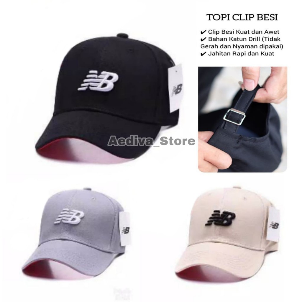 Topi Cowok New Balance Premium Topi NB katun drill clip besi fashion pria wanita Unisex model baru