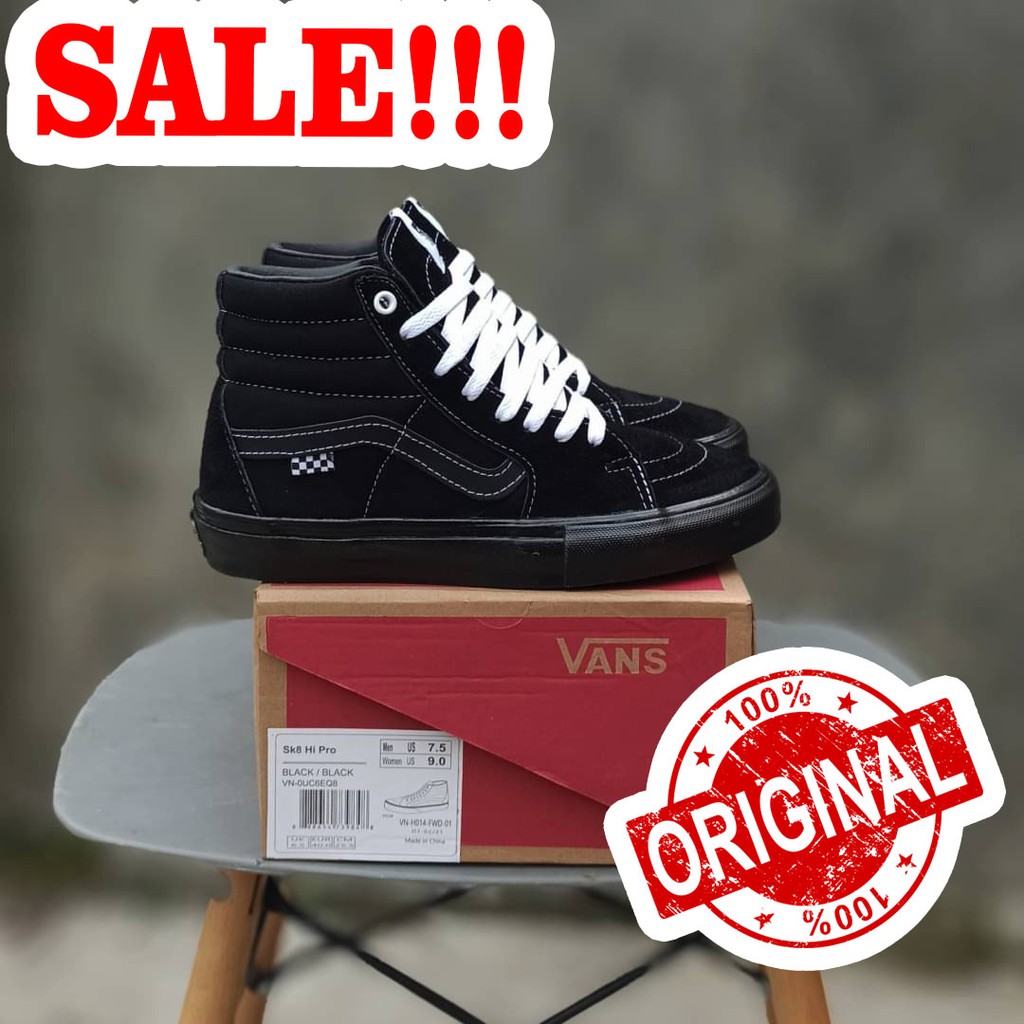 SEPATU VANS SK8 HIGH PRO ALL BLACK PREMIUM 40-44 ORIGINAL