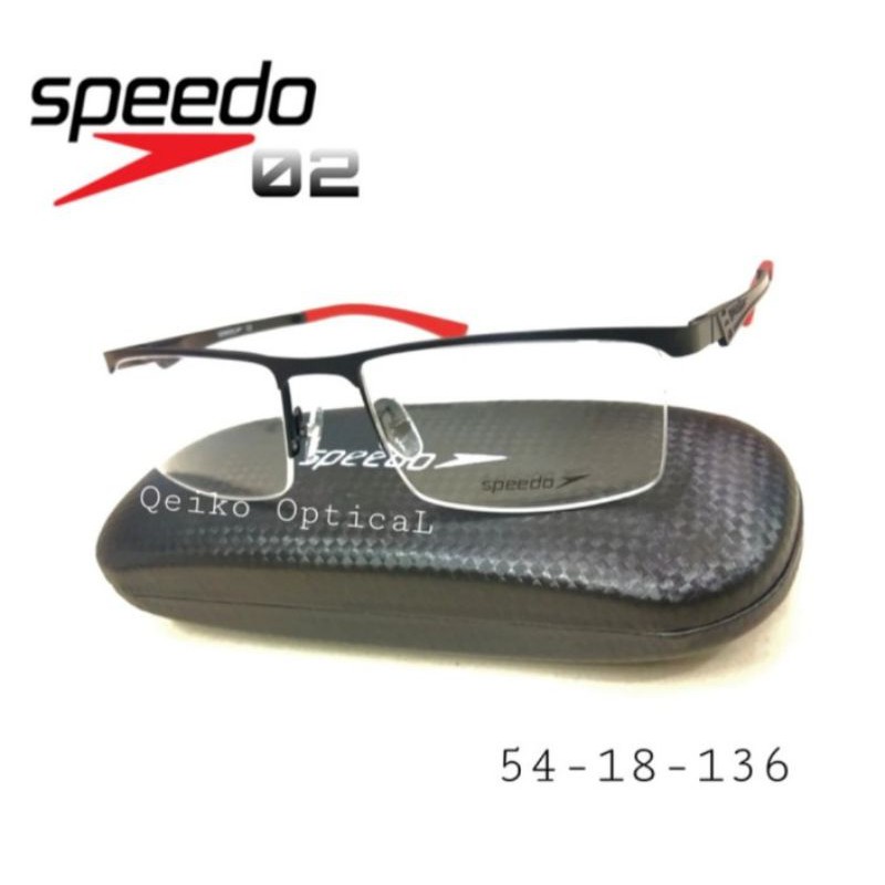 Frame Kacamata Minus Pria Titanium Metal Sporty Half Speedo C02 - Hitam Merah