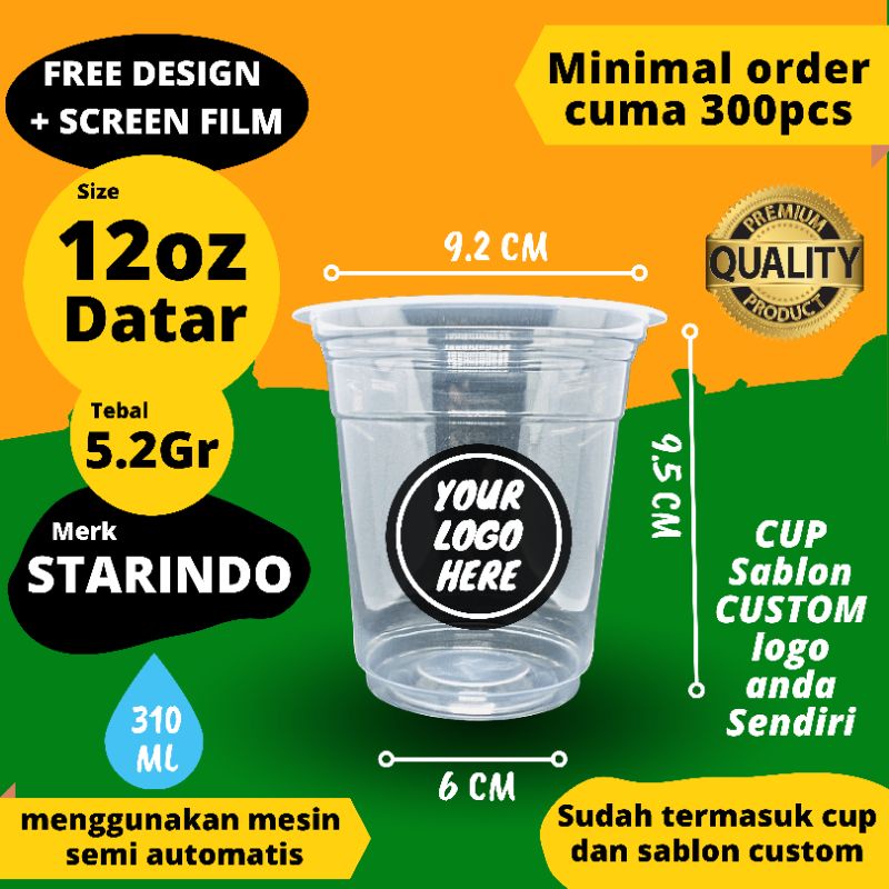 Jual Sablon Gelas Plastik Custom 12 Oz Starindo Minimal Order 300pcs Cup Sablongelas Sablon 7777