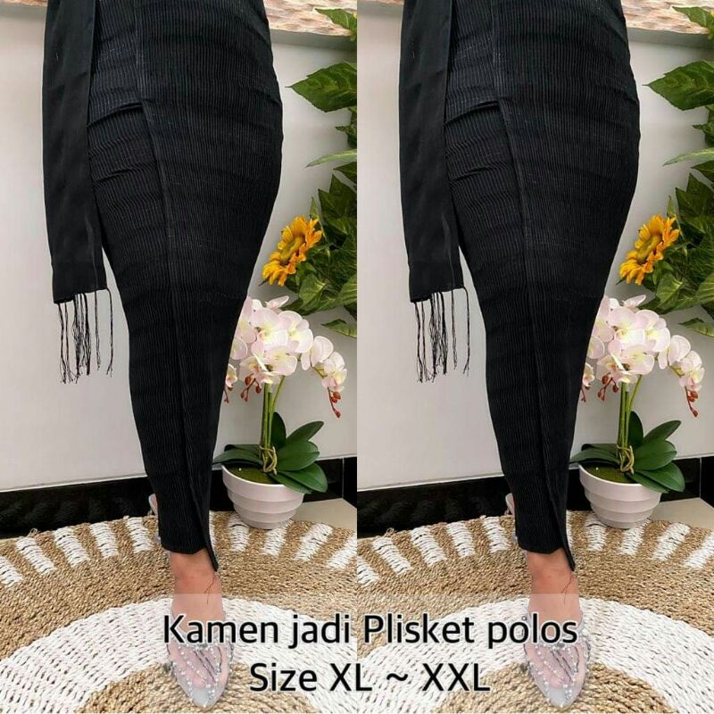 Kamen Jadi Plisket Polos Set Selendang