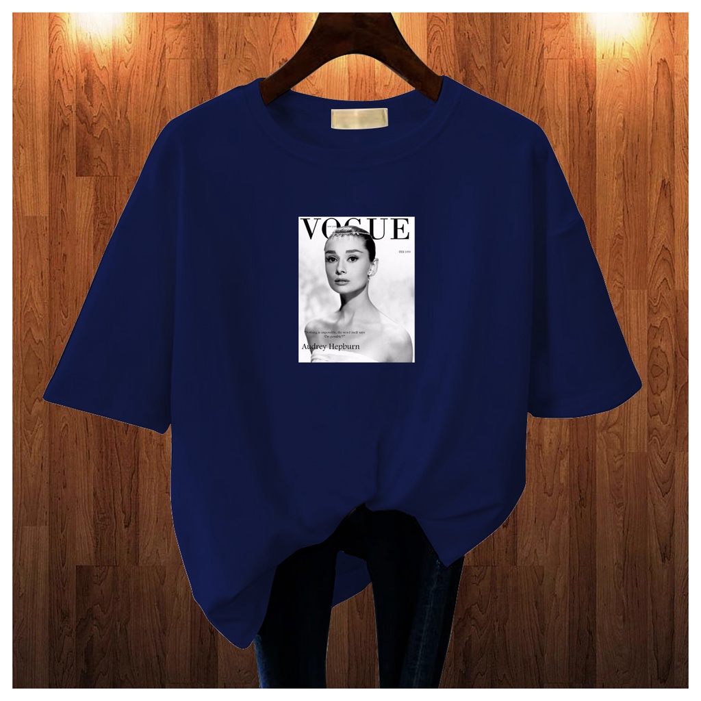 CALVIERO SHOP - BAJU KAOS ATASAN WANITA PRINT AUDREY VOGUEE LOGO GALAXY PRINT