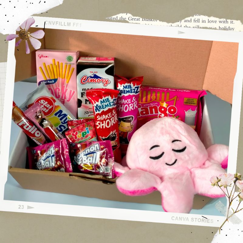 Gift Box Snack Boneka Gurita [Gift Box , Snack Box ,Hampers , Gift Box murah ,Kado spesial]