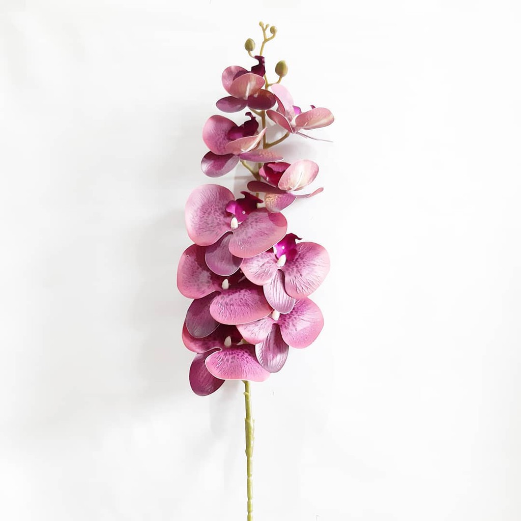 ANGGREK LATEX ORCHID X1 panjang 1 meter -  bunga plastik artificial home decor shabby chic-Ungu tua